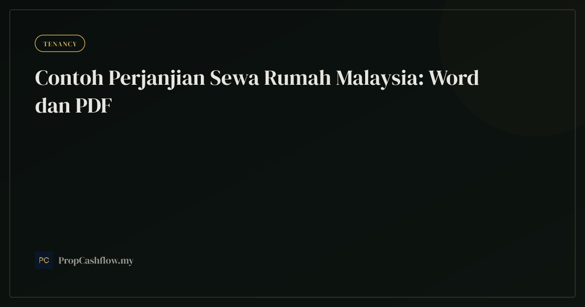 Contoh Perjanjian Sewa Rumah Malaysia: Word dan PDF