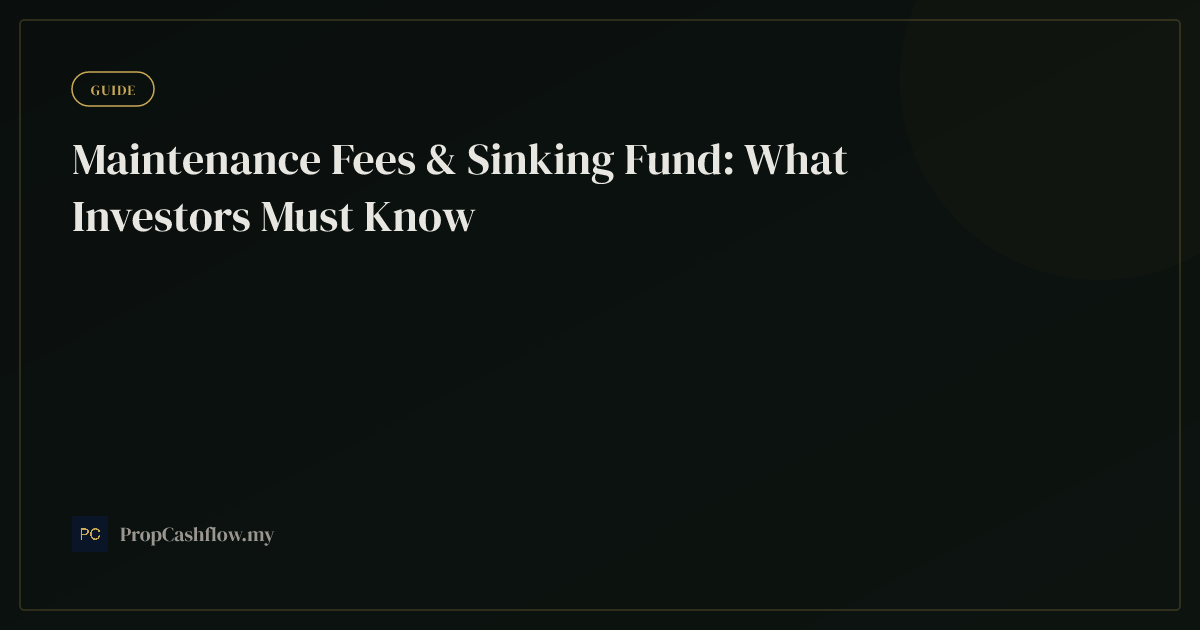 Maintenance Fees & Sinking Fund: What Investors Must Know