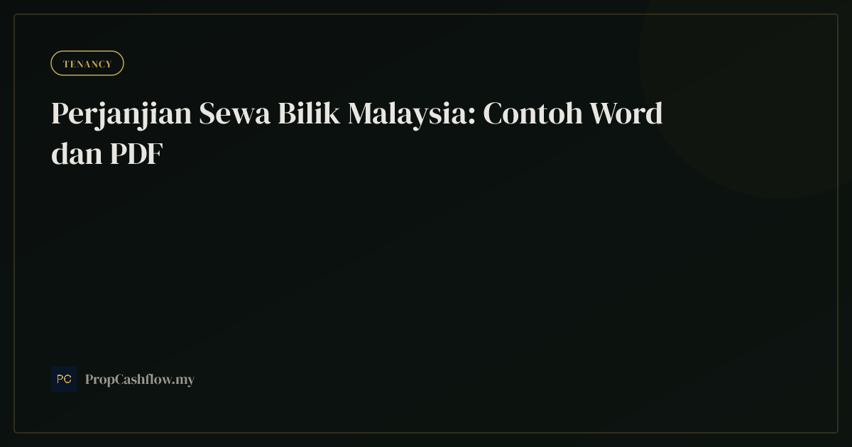 Perjanjian Sewa Bilik Malaysia: Contoh Word dan PDF