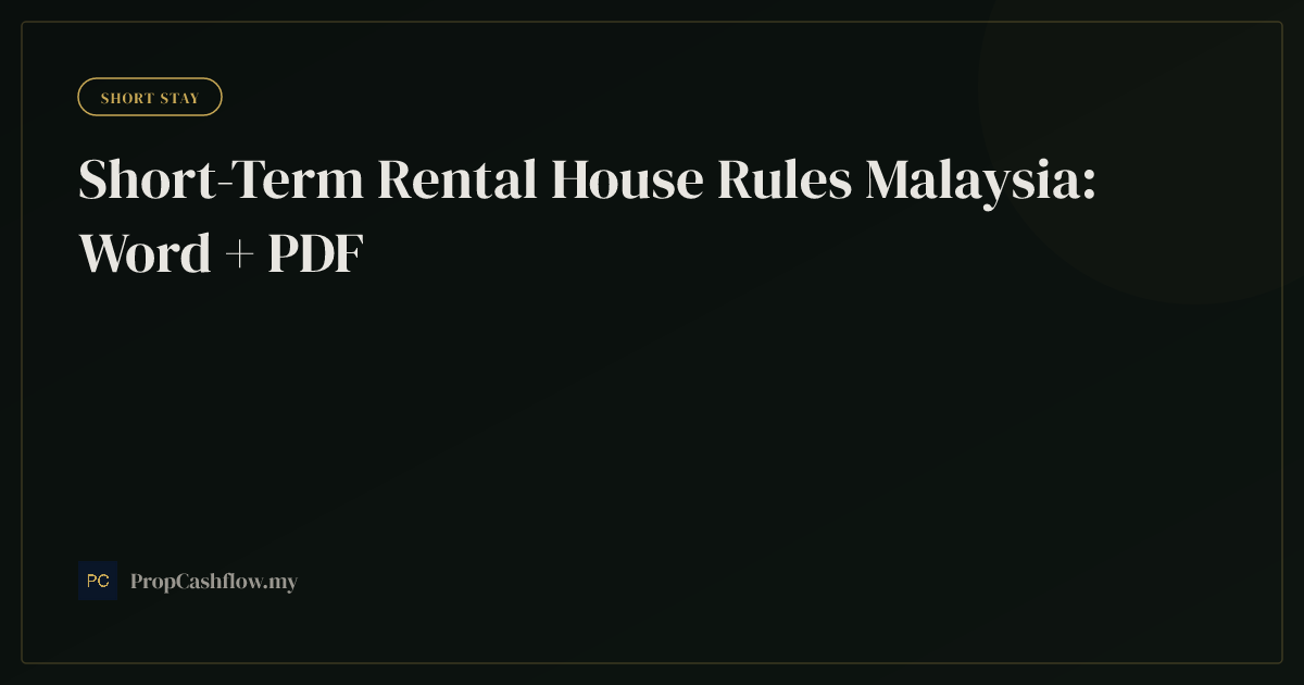 Short-Term Rental House Rules Malaysia: Word + PDF
